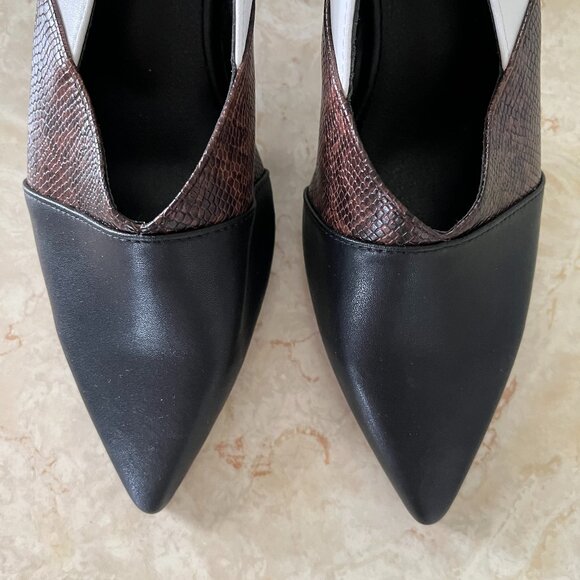 NWOB Jady Rose Sz 7.5 Tri Color Slingback Sculptural Heel Detail Pointed Toe - Picture 3 of 12